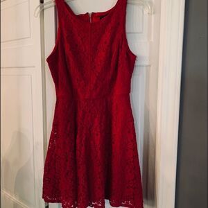 Ruby Red Mini Dress sleeveless Lace dress by ASU Wish